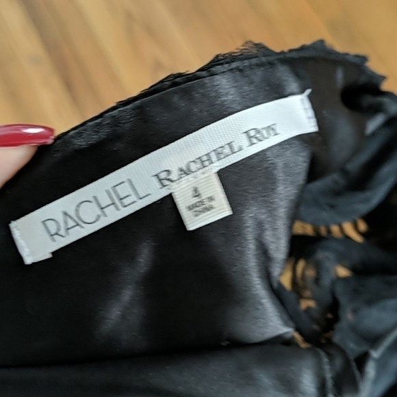 Rachel Roy black floral lace open back dress size 4 - Picture 5 of 8